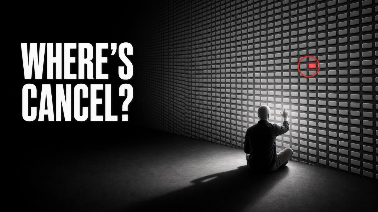 Still from the video for Seven Clicks to Cancel