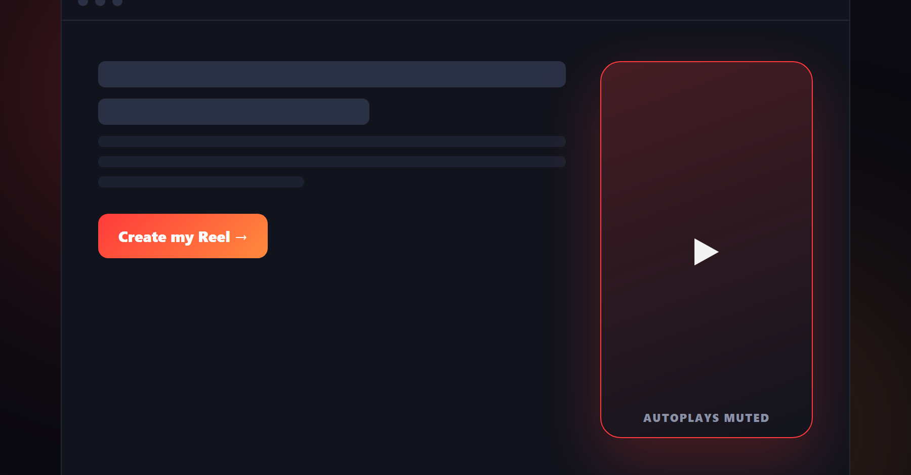 A landing page hero with a vertical product video beside the headline, above the fold