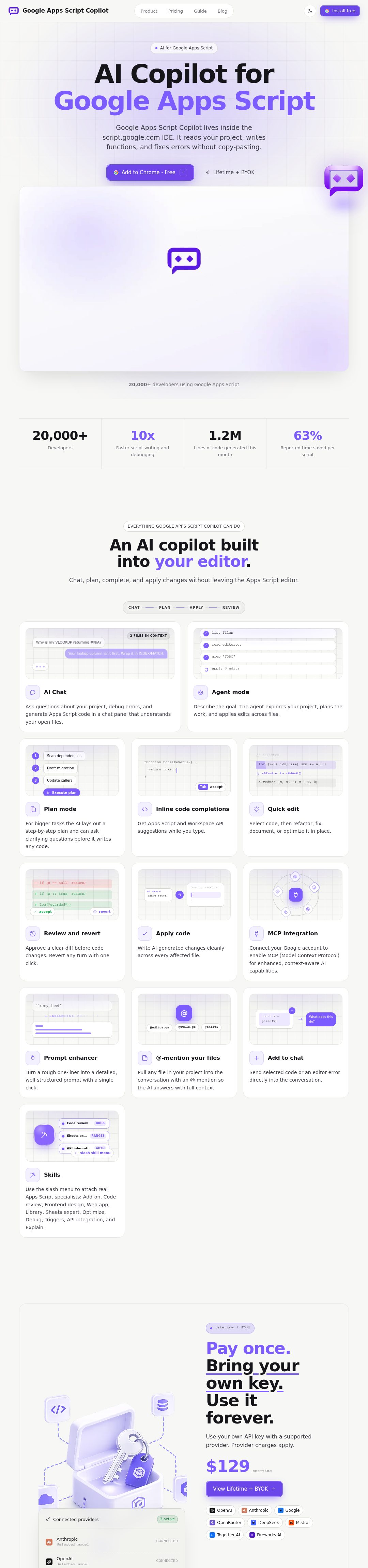 Still from the video for Google Apps Script Copilot