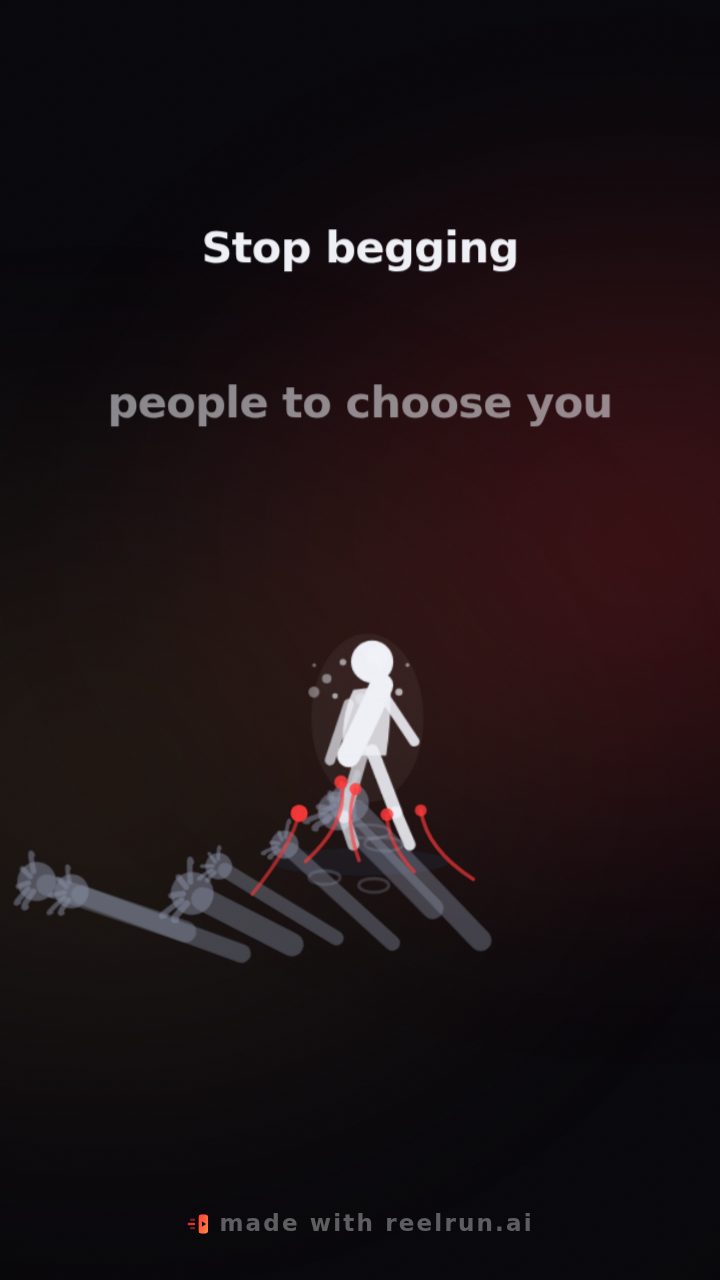 Still from the video for Stop begging people to choose you